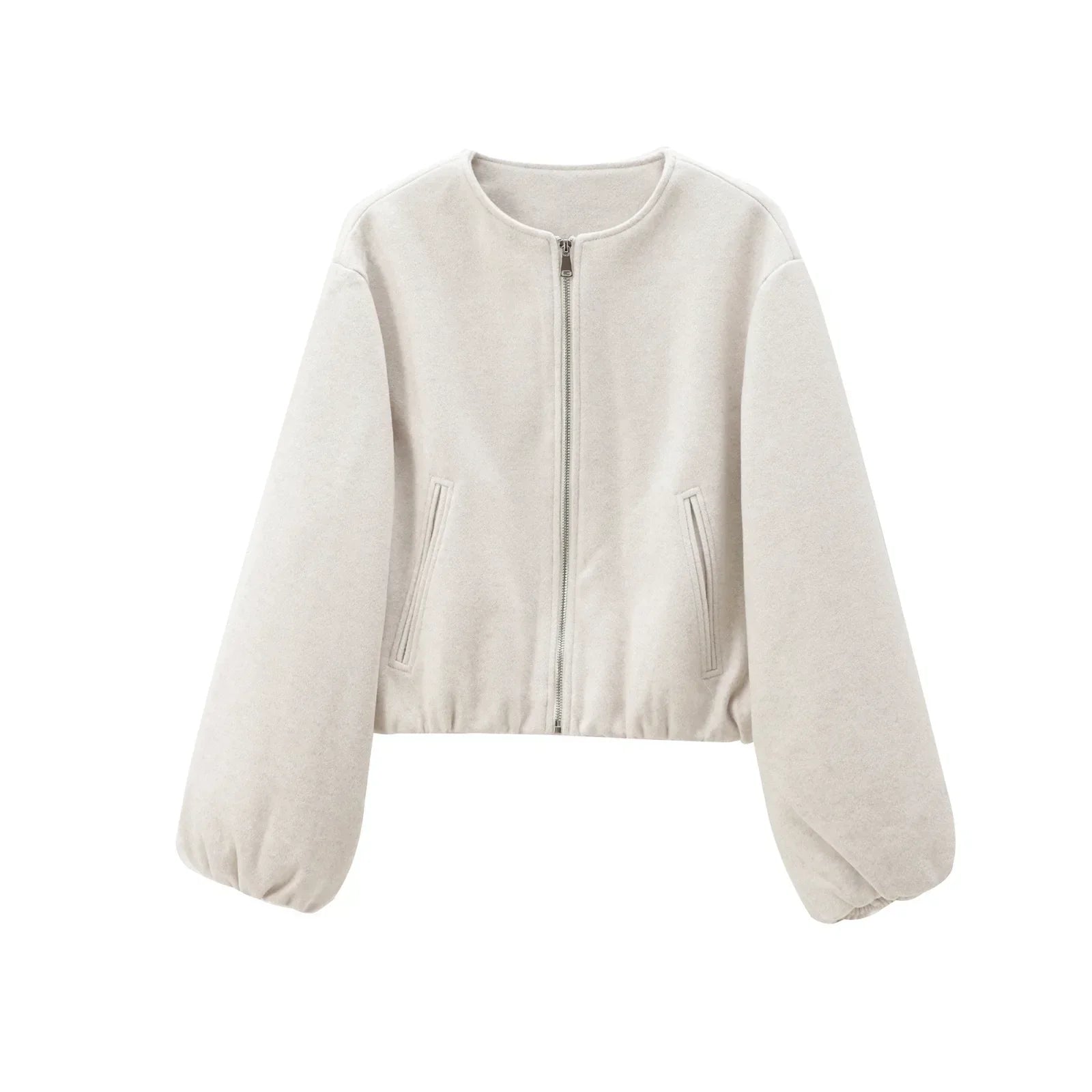 Women's bomber jacket grey loose fit comfortable versatile