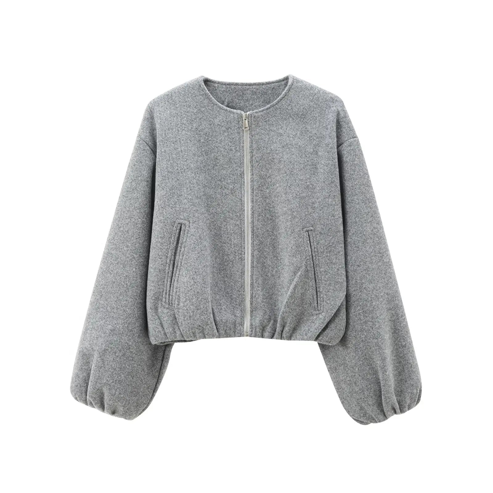 Women's bomber jacket grey loose fit comfortable versatile
