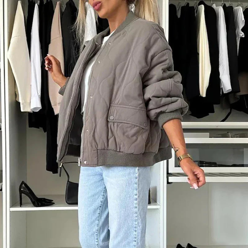 Trendy Women's Bomber Jacket with Soft Lining