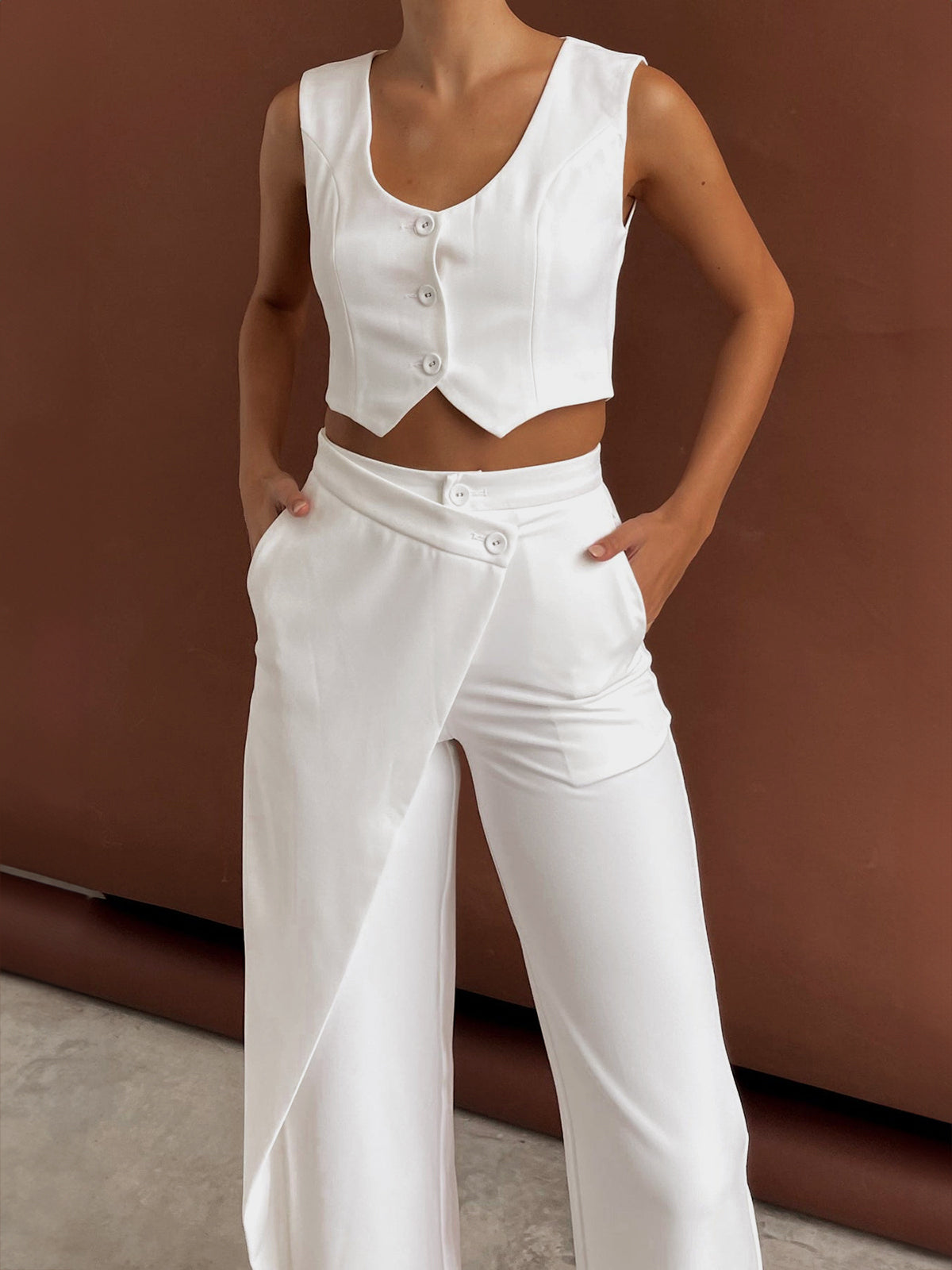 Asymmetric Straight Leg Trousers for Women