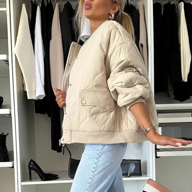 Trendy Women's Bomber Jacket with Soft Lining