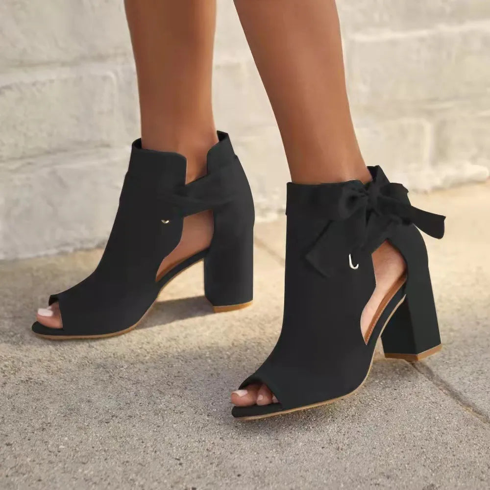 Trendy Open Toe Ankle Boots with Block Heel for Women