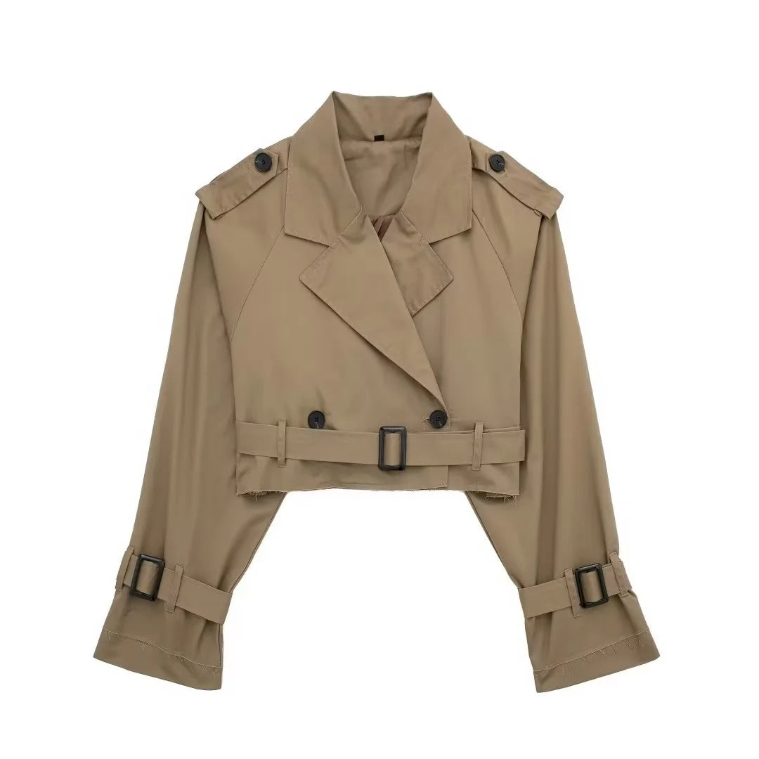 Cropped Trench Coat for Women in Trendy Colors