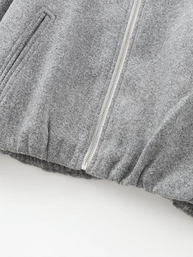 Women's bomber jacket grey loose fit comfortable versatile