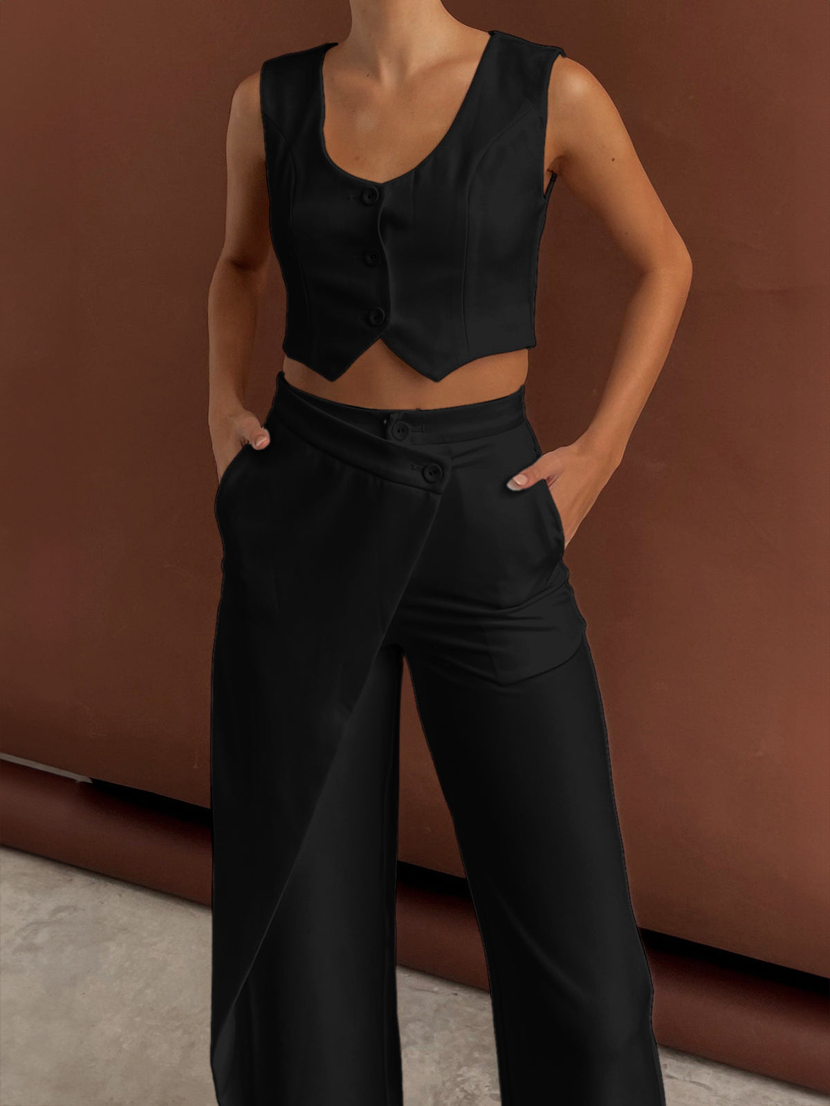 Asymmetric Straight Leg Trousers for Women