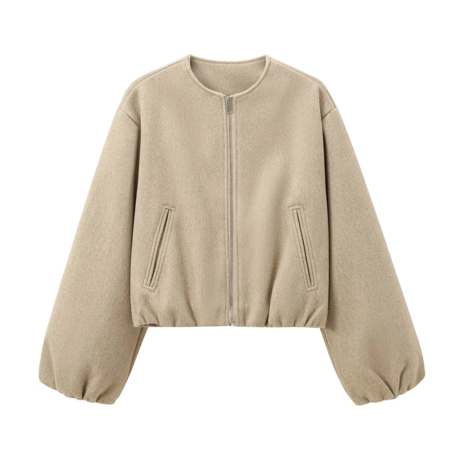 Women's bomber jacket grey loose fit comfortable versatile