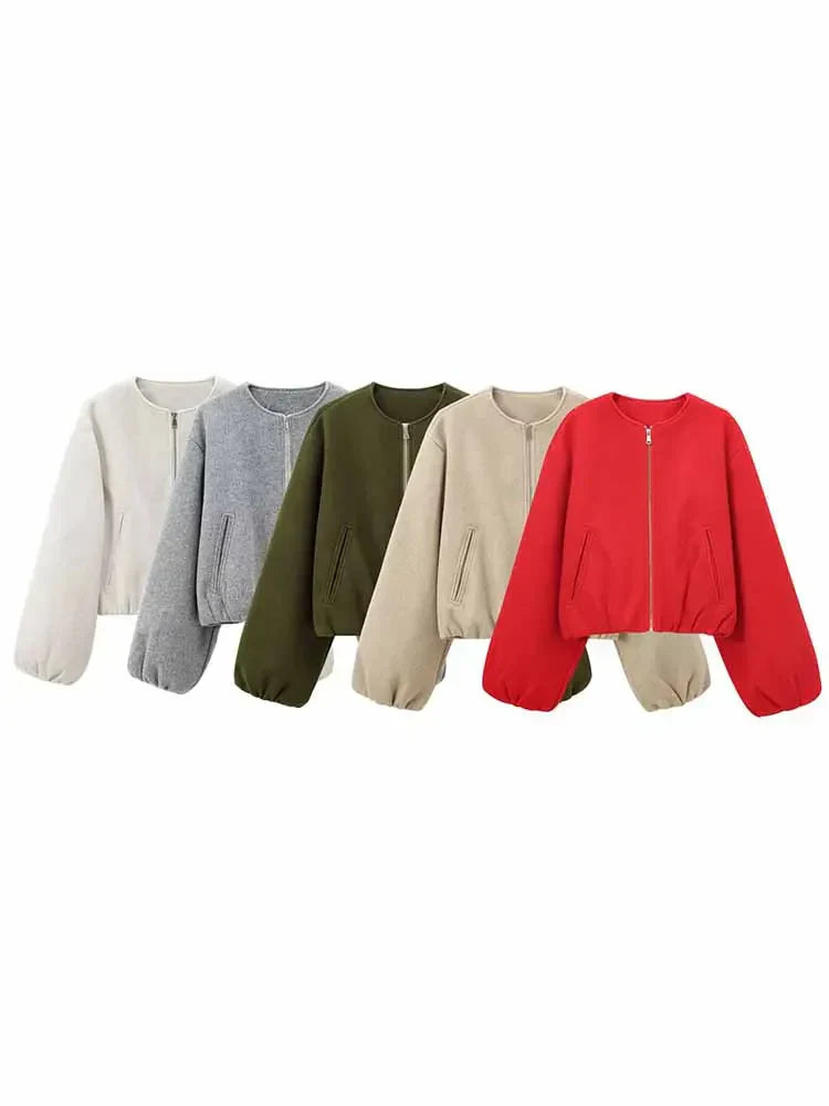 Women's bomber jacket grey loose fit comfortable versatile