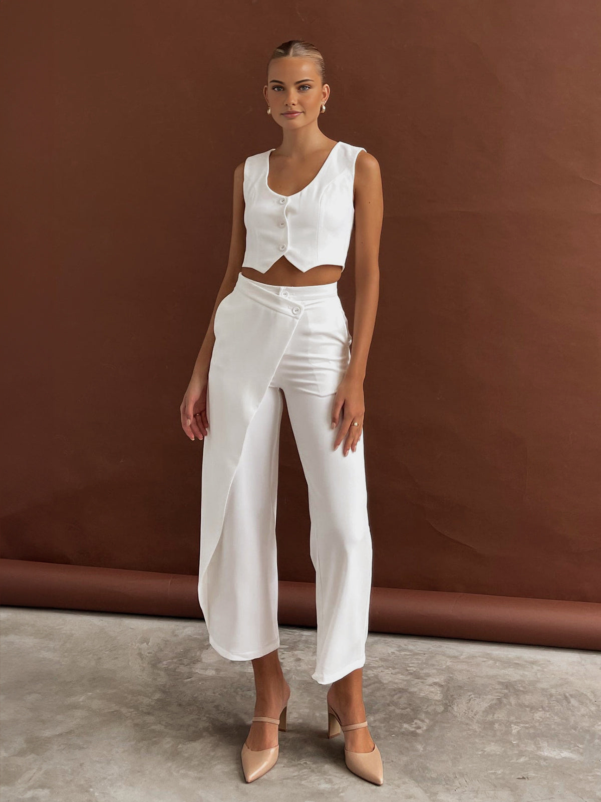 Asymmetric Straight Leg Trousers for Women