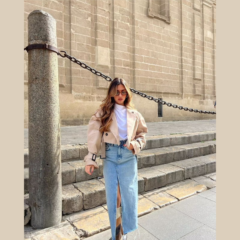 Cropped Trench Coat for Women in Trendy Colors