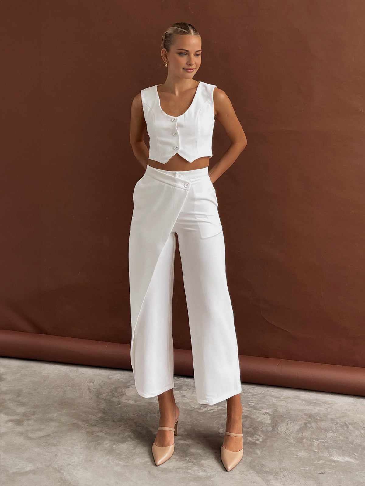 Asymmetric Straight Leg Trousers for Women